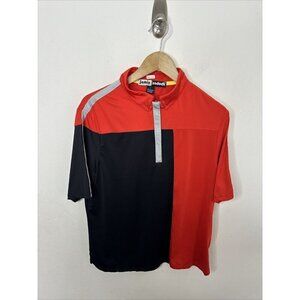 JAMIE SADOCK GOLF TOP WOMEN L S/S 1/4 ZIP STRETCH POLO SHIRT BLACK RED